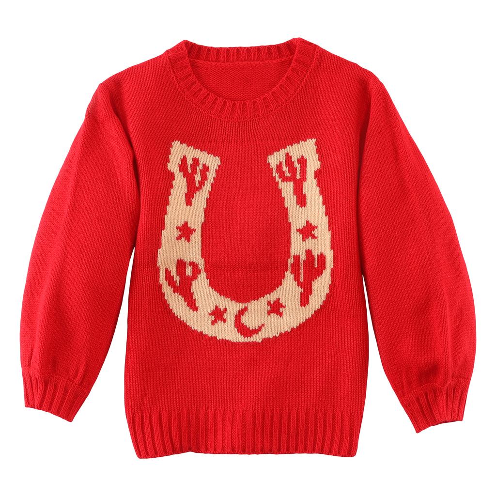 Wrangler Girls Red Horseshoe Sweater – Pard's Western Shop Inc.