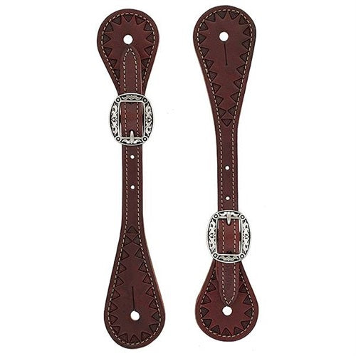 Pard's Western shop Youth Chestnut Triangle Tooled Spur Straps from Weaver Leather