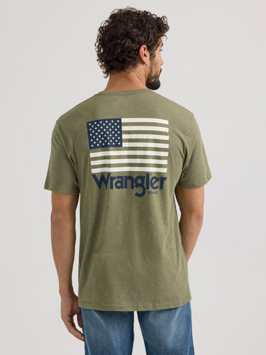 Pard's Western Shop Wrangler Heather Green USA Flag T-Shirt for Men