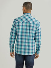 Wrangler Retro Turquoise Multi Plaid Snap Western Shirt for Men