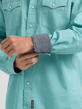 Wrangler Retro Premium Men's Solid Turquoise Snap Western Shirt