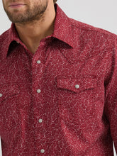 Wrangler Retro Premium Men's Red/White Print Snap Western Shirt