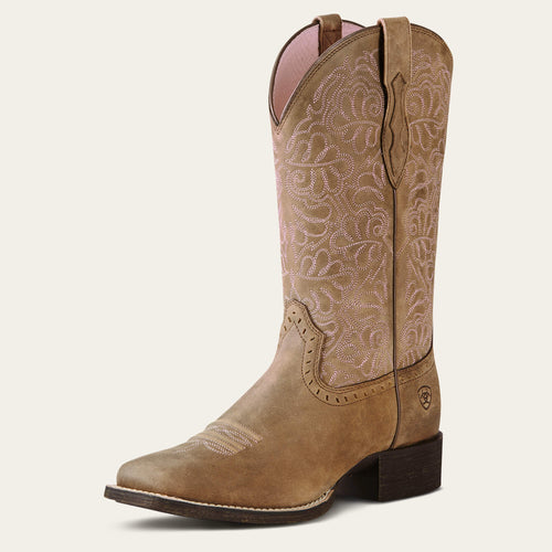 Pard's Western shop Ariat Women's Brown Round Up Remuda Broad Square Toe Western Boots