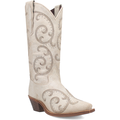 Pard's Western Shop Laredo Women's Off White Haisley Snip Toe Western Boots Accented with Metallic Studs