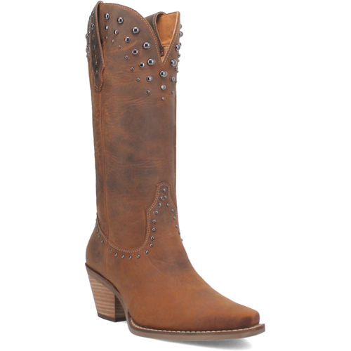 Pard's Western Shop Dingo Women's Brown Talkin' Rodeo Snip Toe Western Boots Accented with Silver Studs