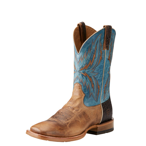 Pard's Western Shop Ariat Men's Dusted Wheat Arena Rebound Western Broad Square Toe Boots with Blue Tops