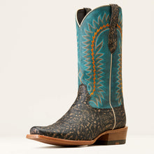 Pard's Western Shop Ariat Men's Distressed Charcoal Elephant Print Futurity Time Cowboy Boots with Turquoise Tops