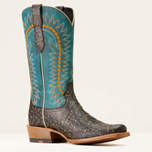 Ariat Men's Distressed Charcoal Elephant Print Futurity Time Blunt Toe Cowboy Boots with Turquoise Tops