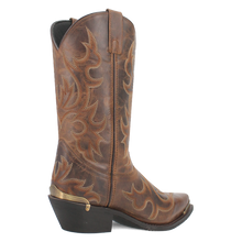 Laredo Men's Tan Jameson Snip Toe Western Boots with Brass Colored Toe & Heel Tips