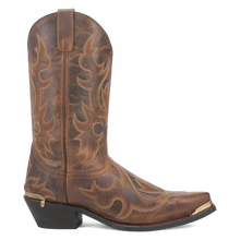 Laredo Men's Tan Jameson Snip Toe Western Boots with Brass Colored Toe & Heel Tips