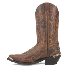 Laredo Men's Tan Jameson Snip Toe Western Boots with Brass Colored Toe & Heel Tips