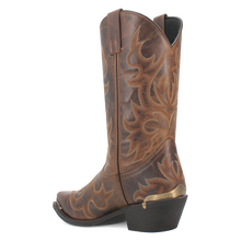 Laredo Men's Tan Jameson Snip Toe Western Boots with Brass Colored Toe & Heel Tips