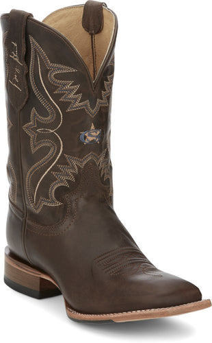 Pard's Western Shop Justin Dillon Dark Expresso Cowhide Broad Square Toe Boots for Men