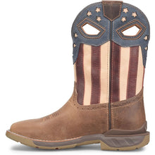 Double H Men's Brown Fortitude Broad Square Toe Roper Boots with Stars & Stripes Tops