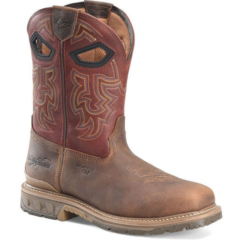 Pard's Western Shop Men's Double H Phantom Rider  Brown Broad Square Composite Toe Roper Boots with Red Tops