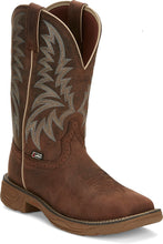 Pard's Western Shop Justin Rush Men's Brown Water Buffalo Broad Square Toe Western Work Boots