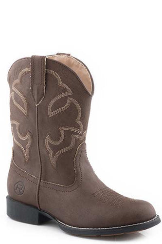 Pard's Western Shop Roper Footwear Brown Faux Leather Cody Round Toe Western Boots for Children