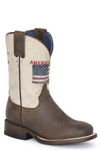 Pard's Western Shop Roper Footwear Children's Vintage Brown "America Strong" Square Toe Boots