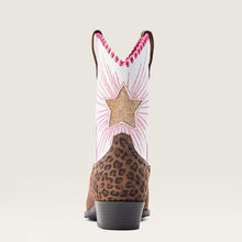 Ariat Kids Brown Heritage Star Snip Toe Western Boots with White & Pink Tops