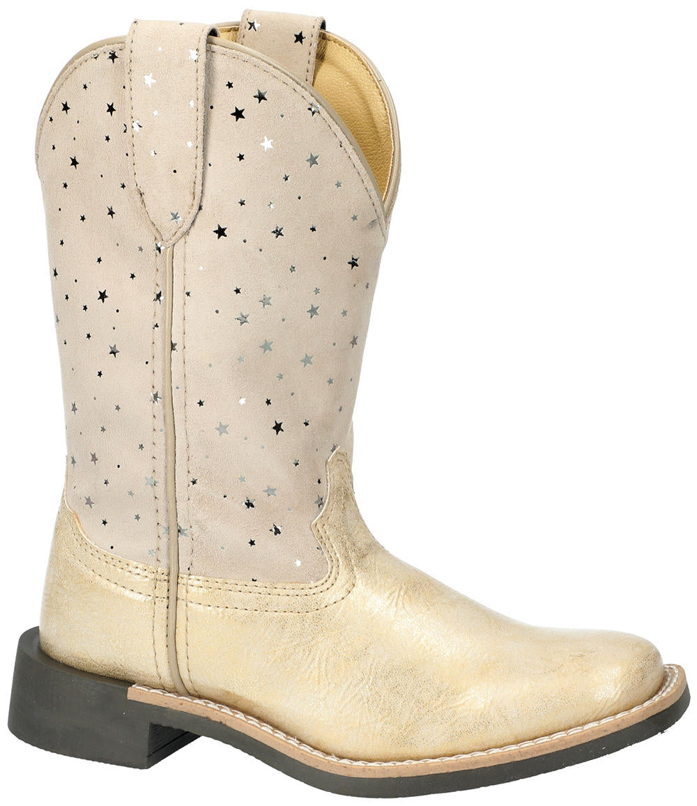 Pard's Western Shop Smoky Mountain Boots Gold Starlight Children's Square Toe Boots with Metallic Stars Tops