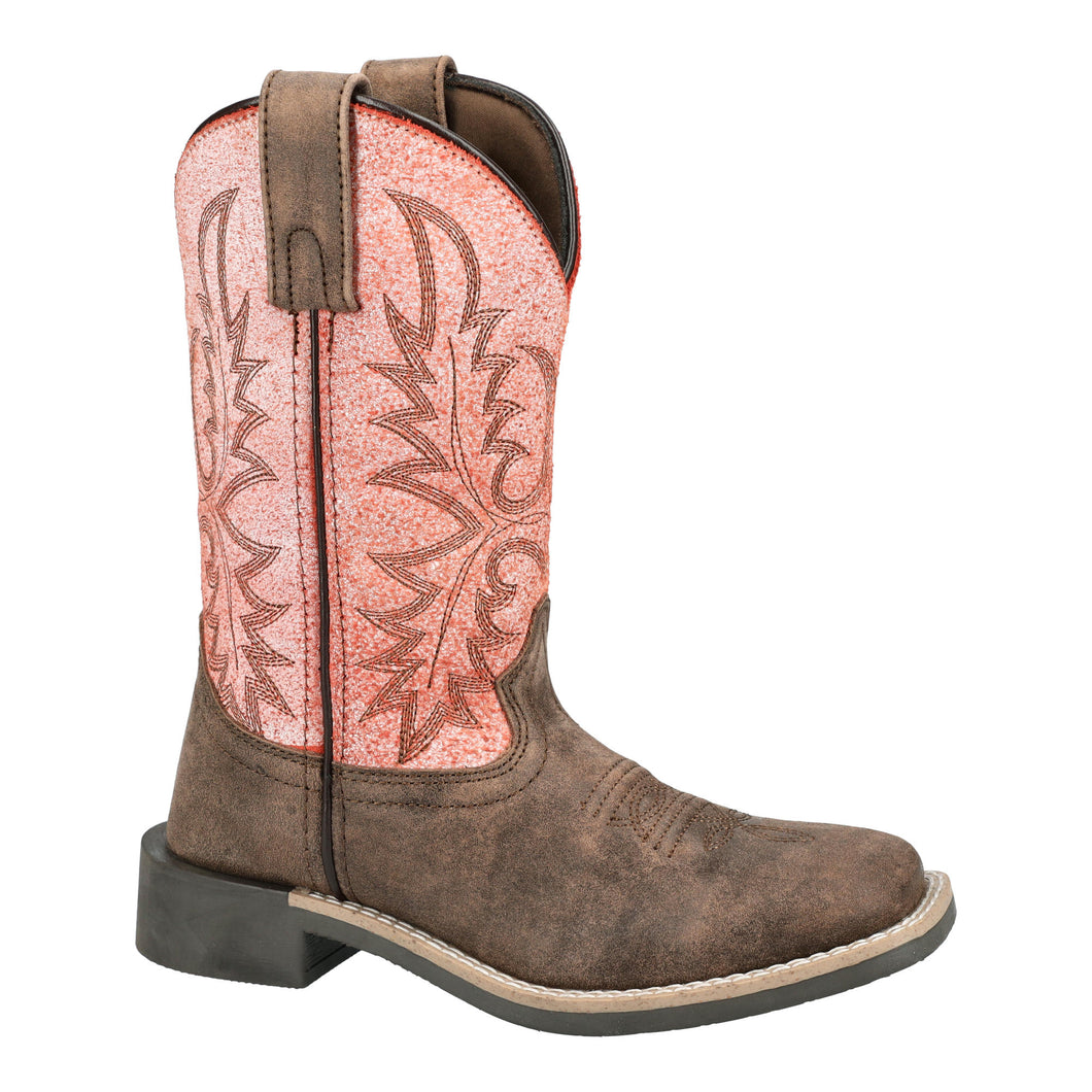 Pard's Western Shop Smoky Mountain Boots Distressed Brown Rustic Rider Square Toe Boots with Coral Tops for Children