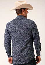 Roper Apparel Men's Navy/White Floral Print Snap Western Shirt