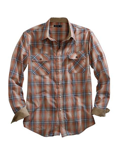 Pard's Western Shop Roper Apparel Tin Haul Collection Men's Brown Plaid Snap Western Shirt