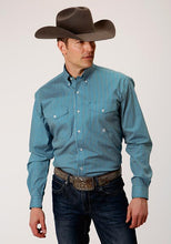 Pard's Western Shop Roper Apparel Teal Arrow Print Button-Down Stretch Shirt for Men