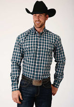 Pard's Western Shop Roper Apparel Black/Teal/White Plaid Button-Down Shirt for Men