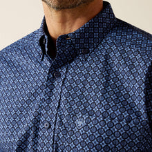 Ariat Talon Classic Fit Dark Blue Geometric Print Button-Down Shirt for Men