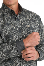 Cinch Black/Blue/White Paisley Print Button-Down Shirt for Men