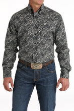 Pard's Western Shop Cinch Black/Blue/White Paisley Print Button-Down Shirt for Men