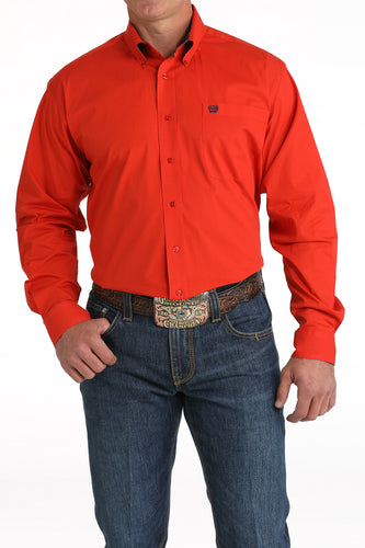 Pard's Western Shop Cinch Men's Solid Red Stretch Button-Down Shirt