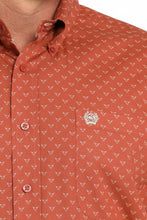 Cinch Orange Steer Print Button-Down Shirt for Men