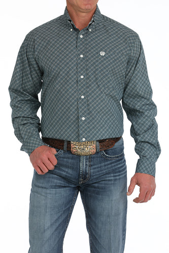 Pard's Western shop Cinch Men's Blue Geometric Weave Print Button-Down Shirt