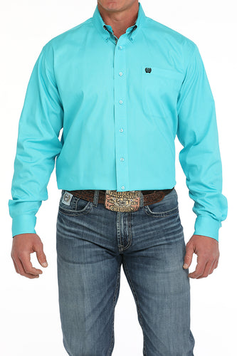 Pard's Western Shop Cinch Men's Solid Turquoise Button-Down Shirt