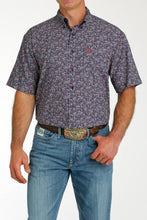 Pard's Western Shop Cinch Navy Multi Paisley Print Short Sleeve Button-Down ArenaFlex Shirt for Men