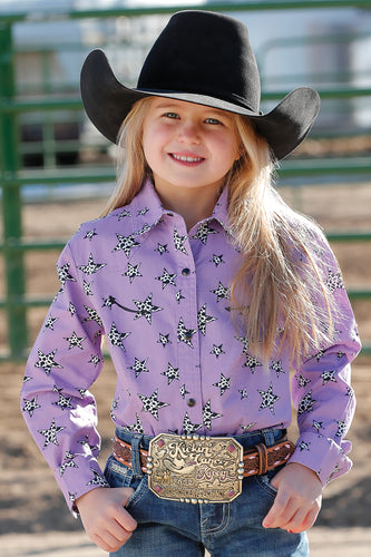 Pard's Western Shop Cruel Girl Purple Star Print Western Snap Blouse for Girls