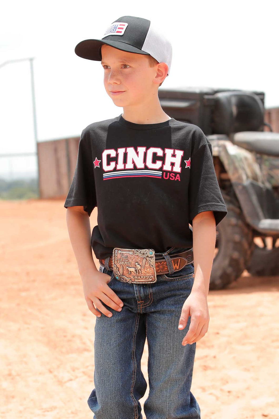 Pard's Western Shop Boy's Cinch USA Black T-Shirt