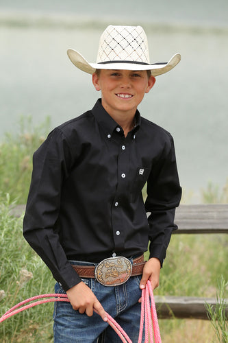 Pard's Western Shop Cinch Solid Black Button-Down Shirt for Boys