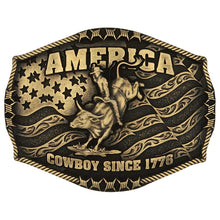 Pard's Western Shop Montana Silversmiths "America Cowboy Since 1776" Bull Rider Attitude Buckle