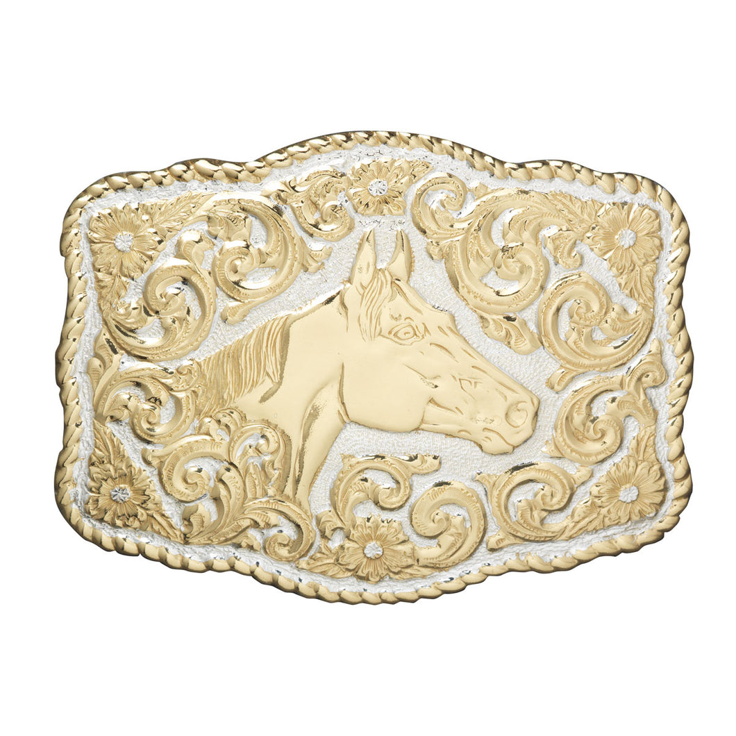 Pard's Western Shop Crumrine Quarter Horse Head Rectangle Buckle