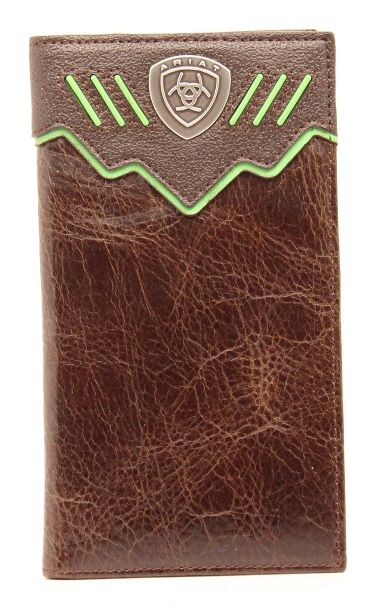 Pard's Western Shop Ariat Brown Rodeo Wallet with Ariat Shield Concho and Contrast Lacing