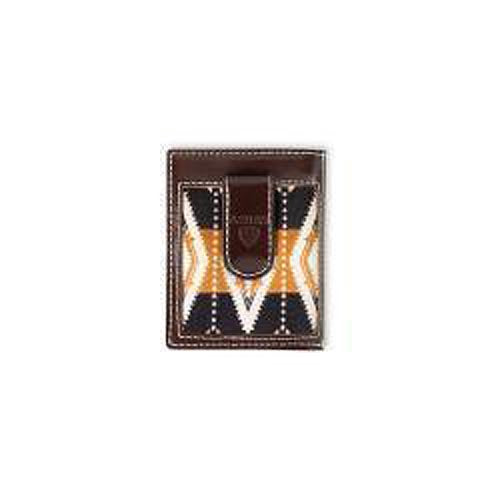 Pard's Western shop Ariat Brown Magnetic Money Clip with Brown Southwestern Fabric Inlay