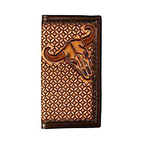 Pard's Western Shop 3D Brown Diamond Tooled with Cow Skull Rodeo Wallet