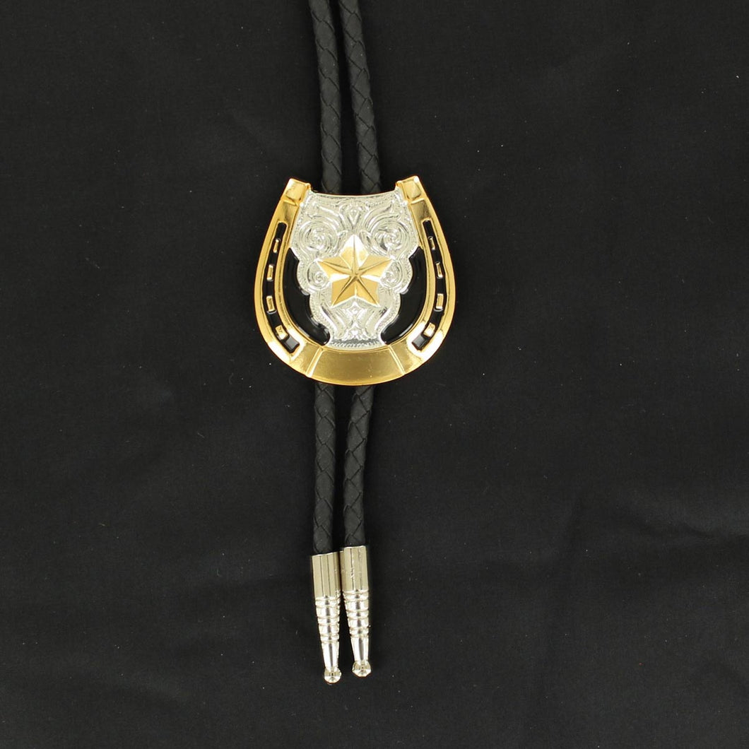 Pard's Western Shop Double S Horseshoe with Star Bolo Tie