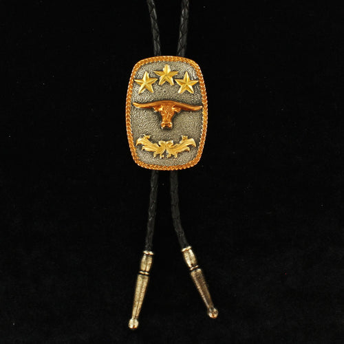 Pard's Western Shop Crumrine Copper/Silver Longhorn Bolo Tie