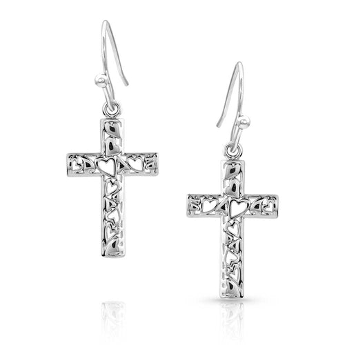 Pard's Western Shop Montana Silversmiths Heartfelt Faith Cross Earrings