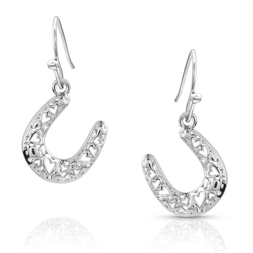 Pard's Western Shop Montana Silversmiths Heartfelt Luck Horseshoe Earrings