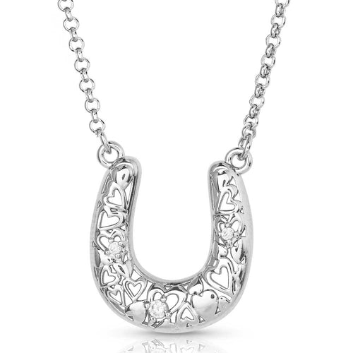 Pard's Western Shop Montana Silversmiths Heartfelt Luck Horseshoe Necklace